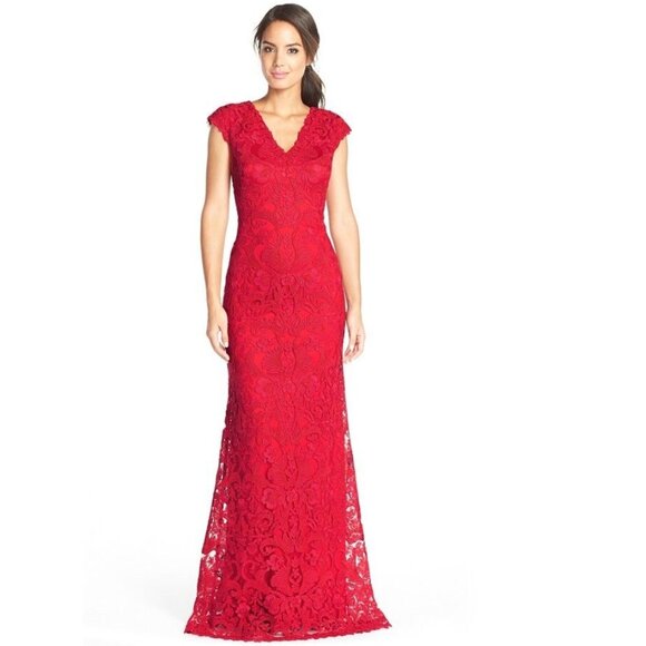 Tadashi Shoji Corded Lace A-Line Gown (size 14 ) - Picture 1 of 3